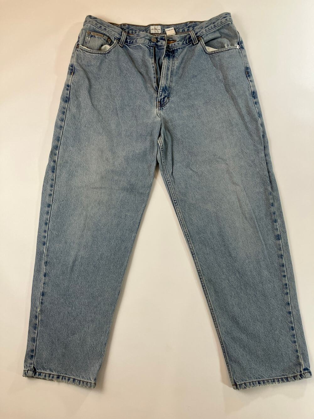 Calvin Klein Jeans 38x30 Easy Fit Double Stonewash Light Wash Denim Y2K